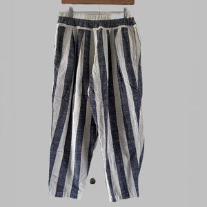 Black Crane Striped Linen Pants